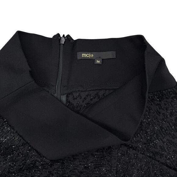 MAJE Embellished Black A-Line Skirt Sz Small - Picture 3 of 8